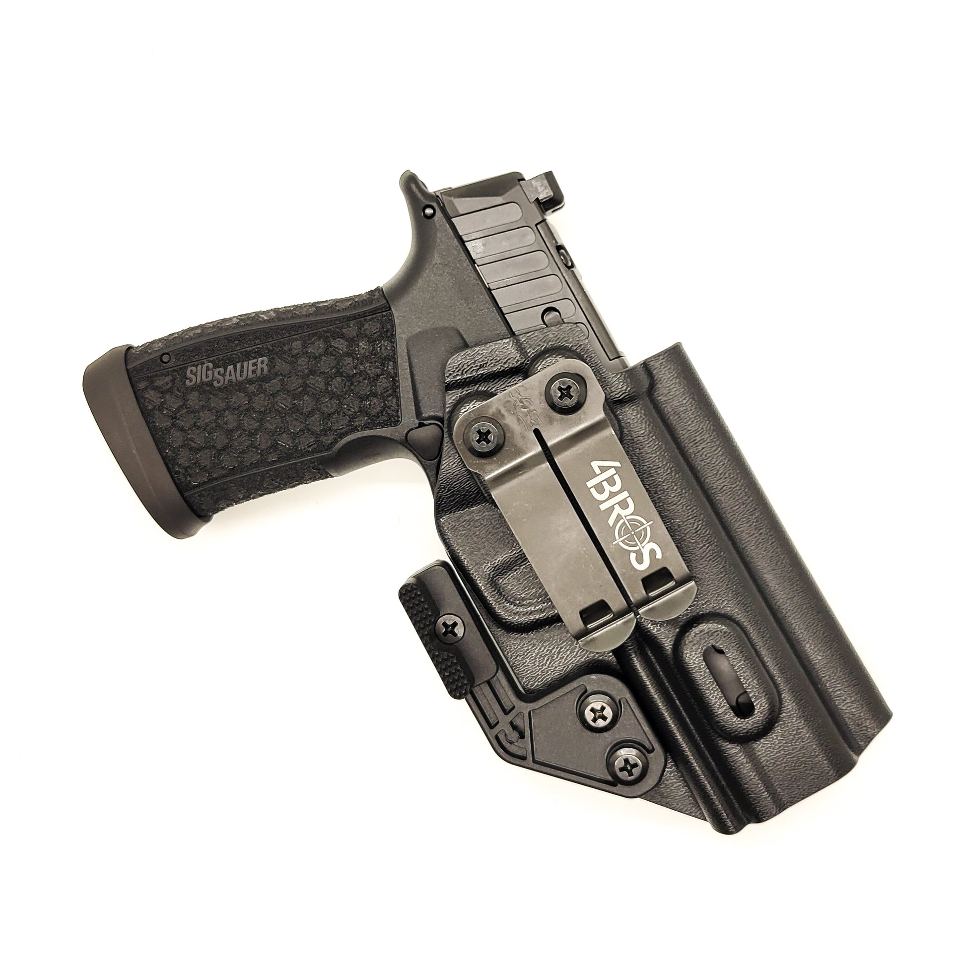 For the 2024 best Inside Waistband IWB AIWB Kydex Holster designed to fit the Sig Sauer P365-FUSE handgun, shop Four Brothers 4BROS Holsters. Full sweat guard, adjustable retention. Open muzzle for threaded barrel and cleared for red dot sights. P 365 FUSE Pistol Holsters 4Bros Four Brother Made in the USA