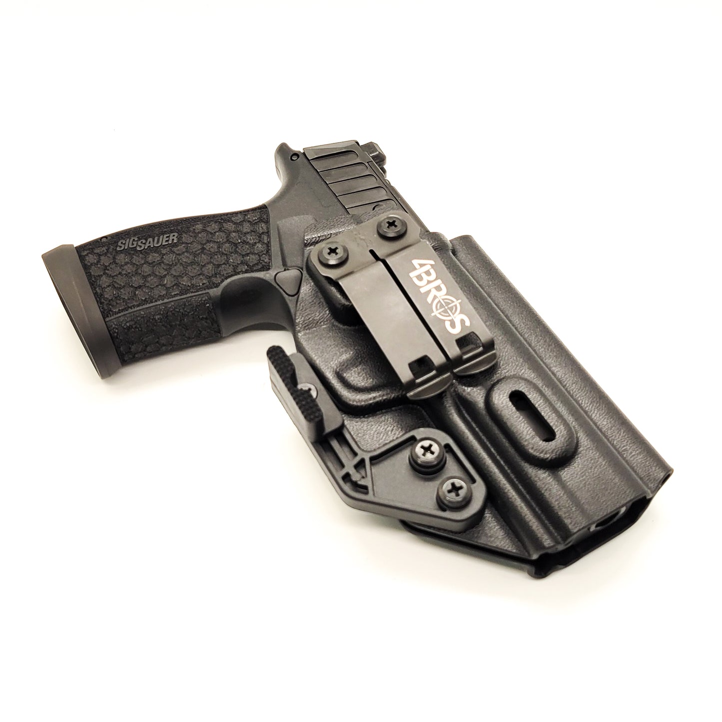 For the 2024 best Inside Waistband IWB AIWB Kydex Holster designed to fit the Sig Sauer P365-FUSE handgun, shop Four Brothers 4BROS Holsters. Full sweat guard, adjustable retention. Open muzzle for threaded barrel and cleared for red dot sights. P 365 FUSE Pistol Holsters 4Bros Four Brother Made in the USA