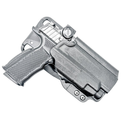 Four Brothers Duty & competition holster for Sig P365-FUSE with TLR-7 HL-X and Icarus grip. Light-based retention, optic ready, rugged design, USA made.