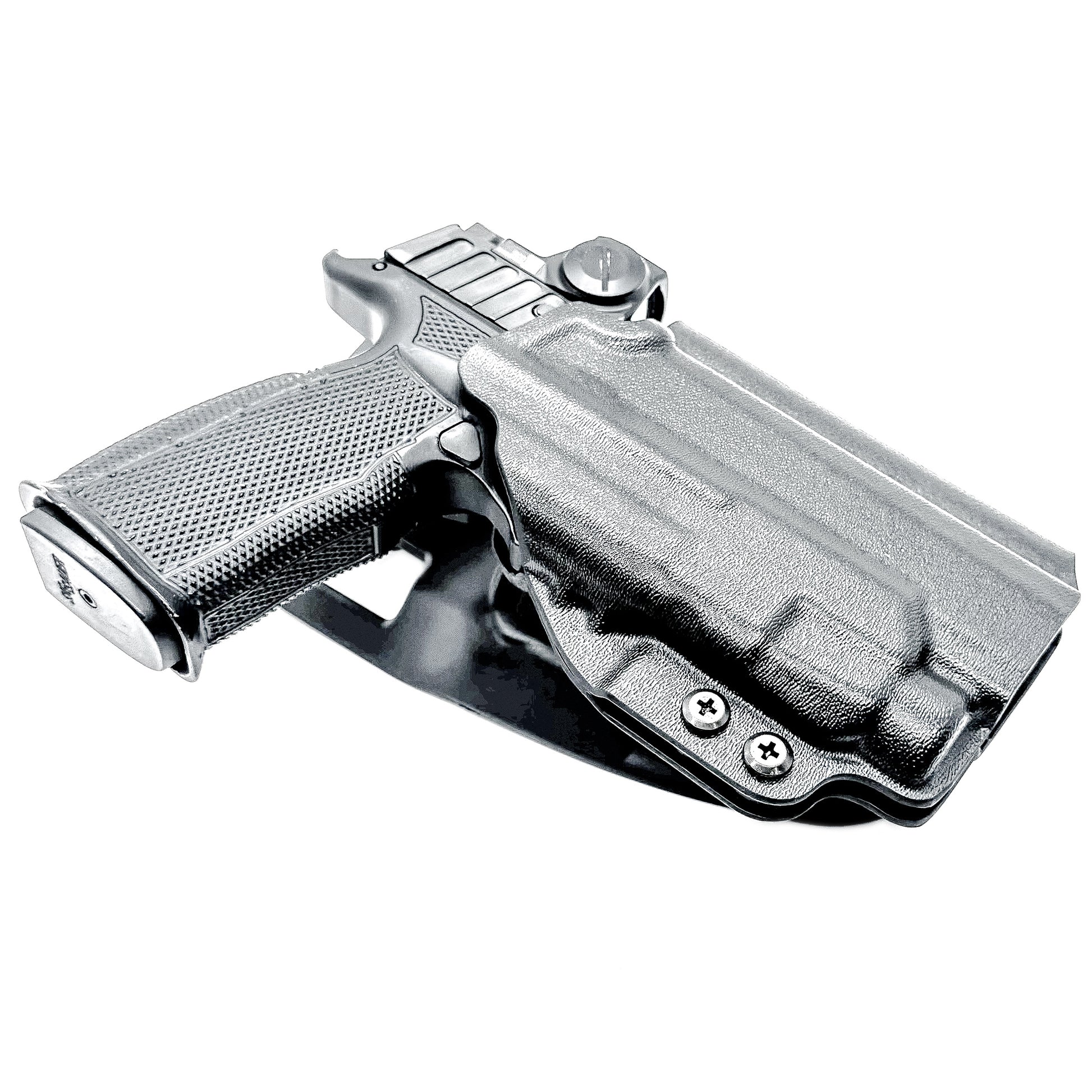 Four Brothers Duty & competition holster for Sig P365-FUSE with TLR-7 HL-X and Icarus grip. Light-based retention, optic ready, rugged design, USA made.