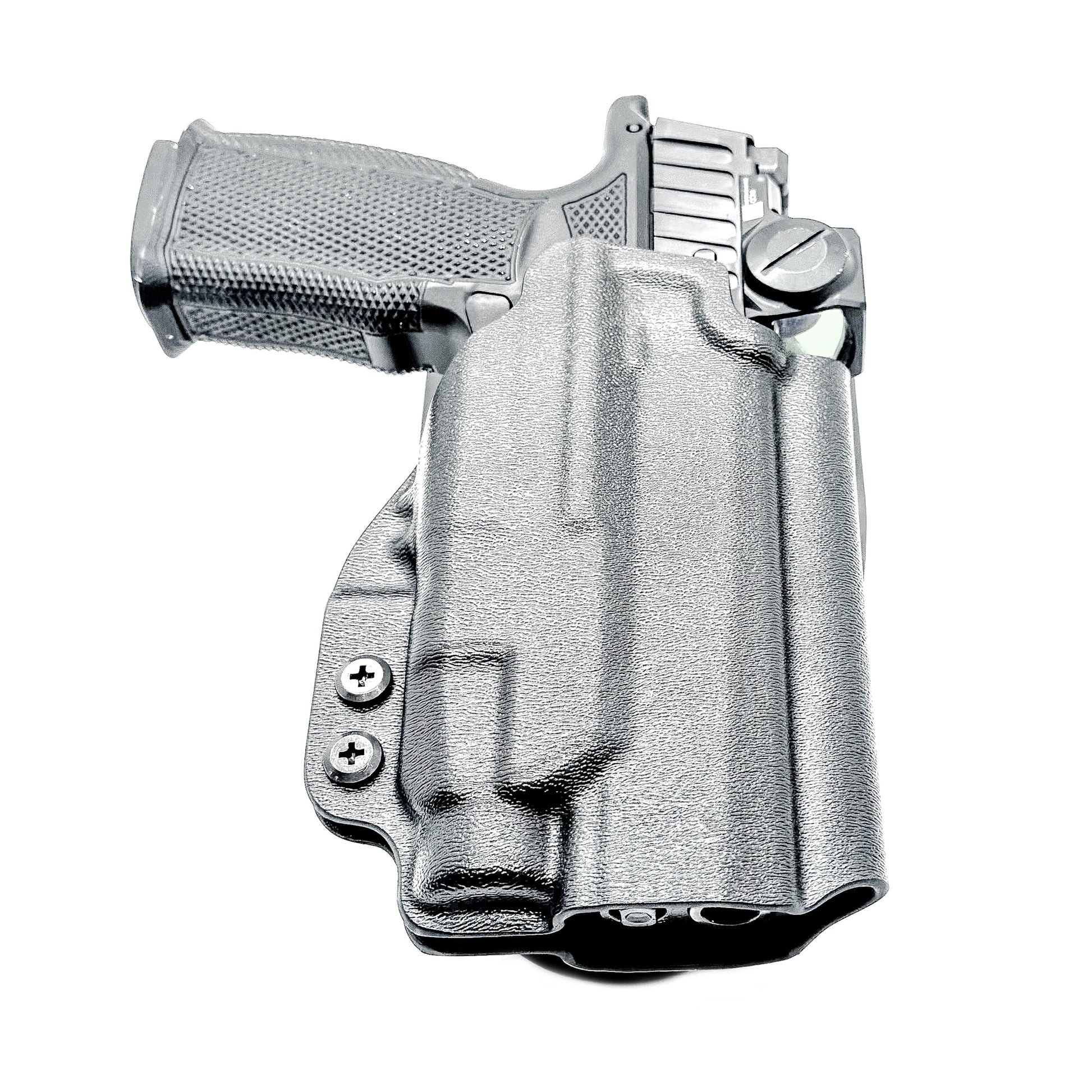 Four Brothers Duty & competition holster for Sig P365-FUSE with TLR-7 HL-X and Icarus grip. Light-based retention, optic ready, rugged design, USA made.