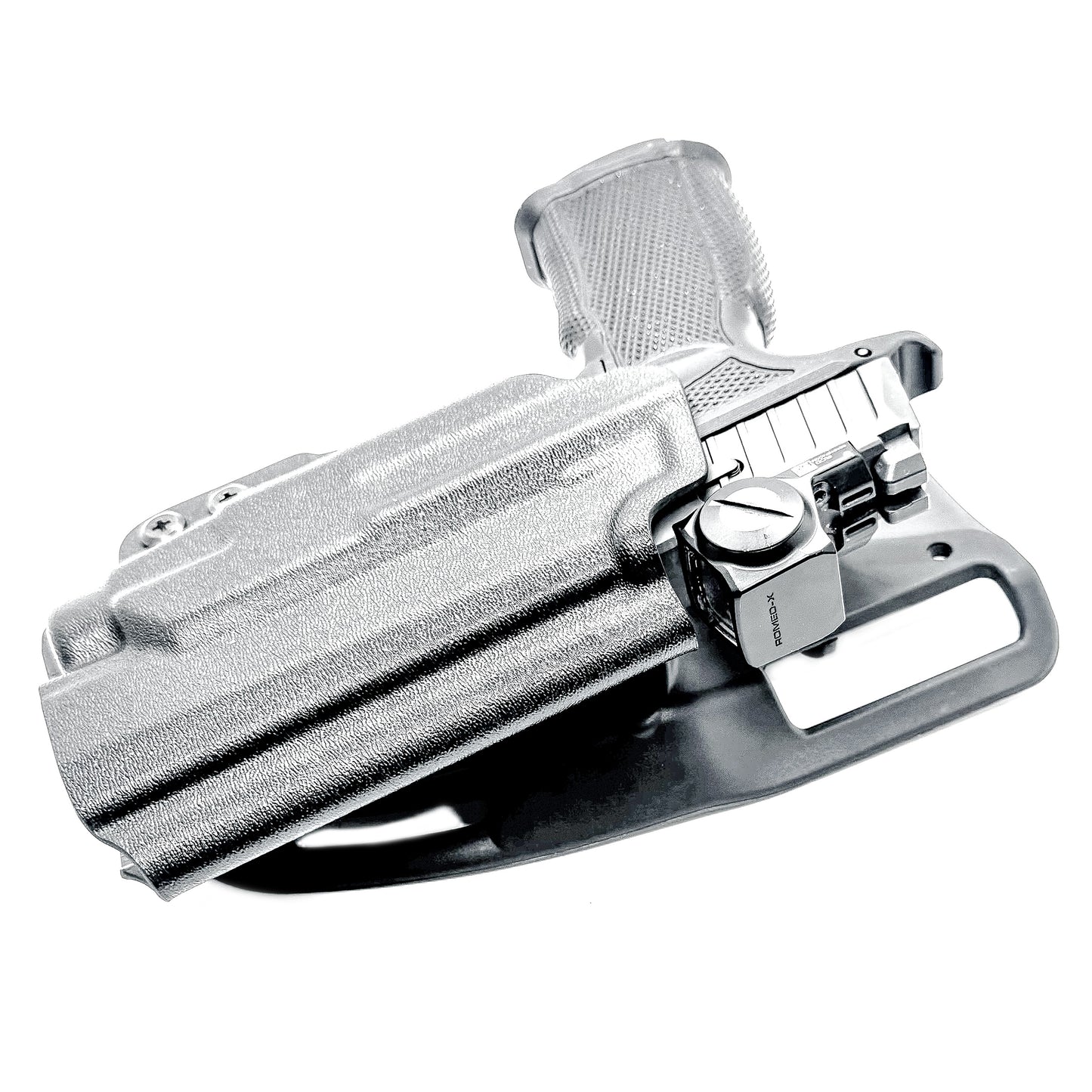 Four Brothers Duty & competition holster for Sig P365-FUSE with TLR-7 HL-X and Icarus grip. Light-based retention, optic ready, rugged design, USA made.