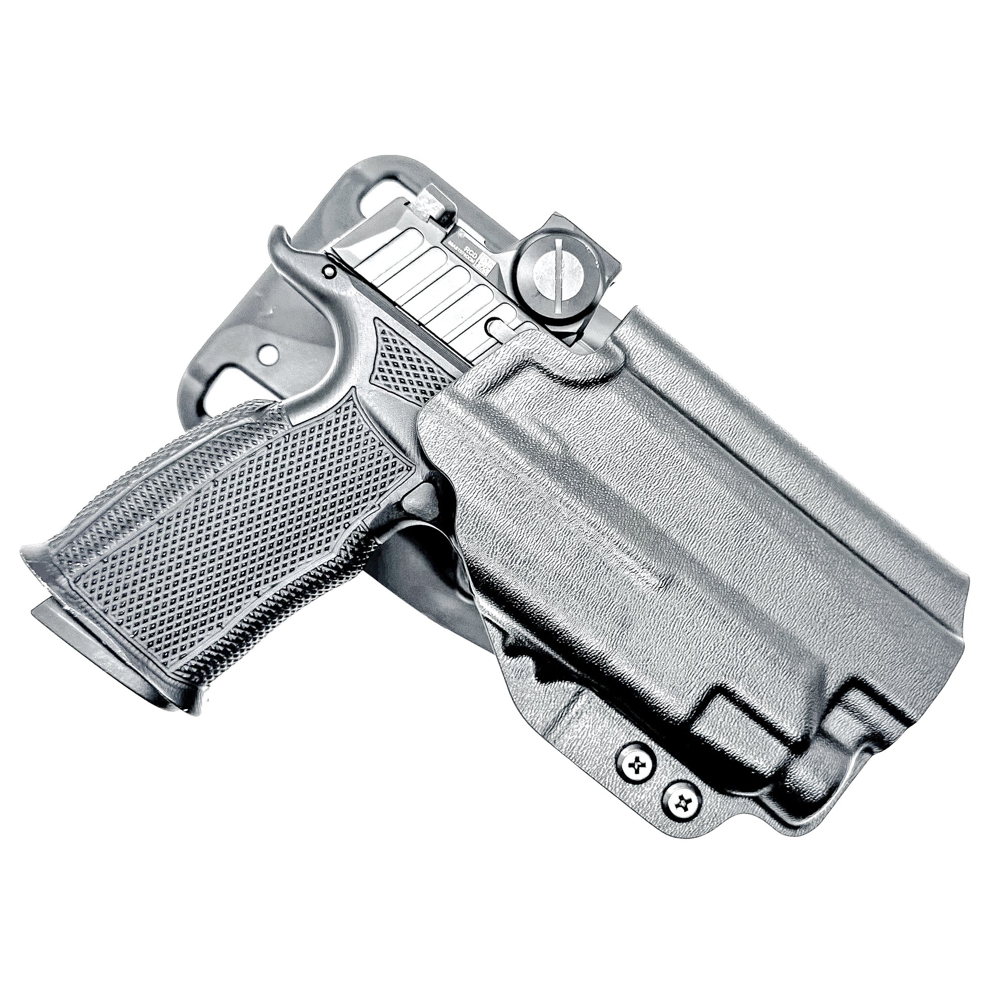 Four Brothers Duty & competition holster for Sig P365-FUSE with TLR-7 HL-X and Icarus grip. Light-based retention, optic ready, rugged design, USA made.