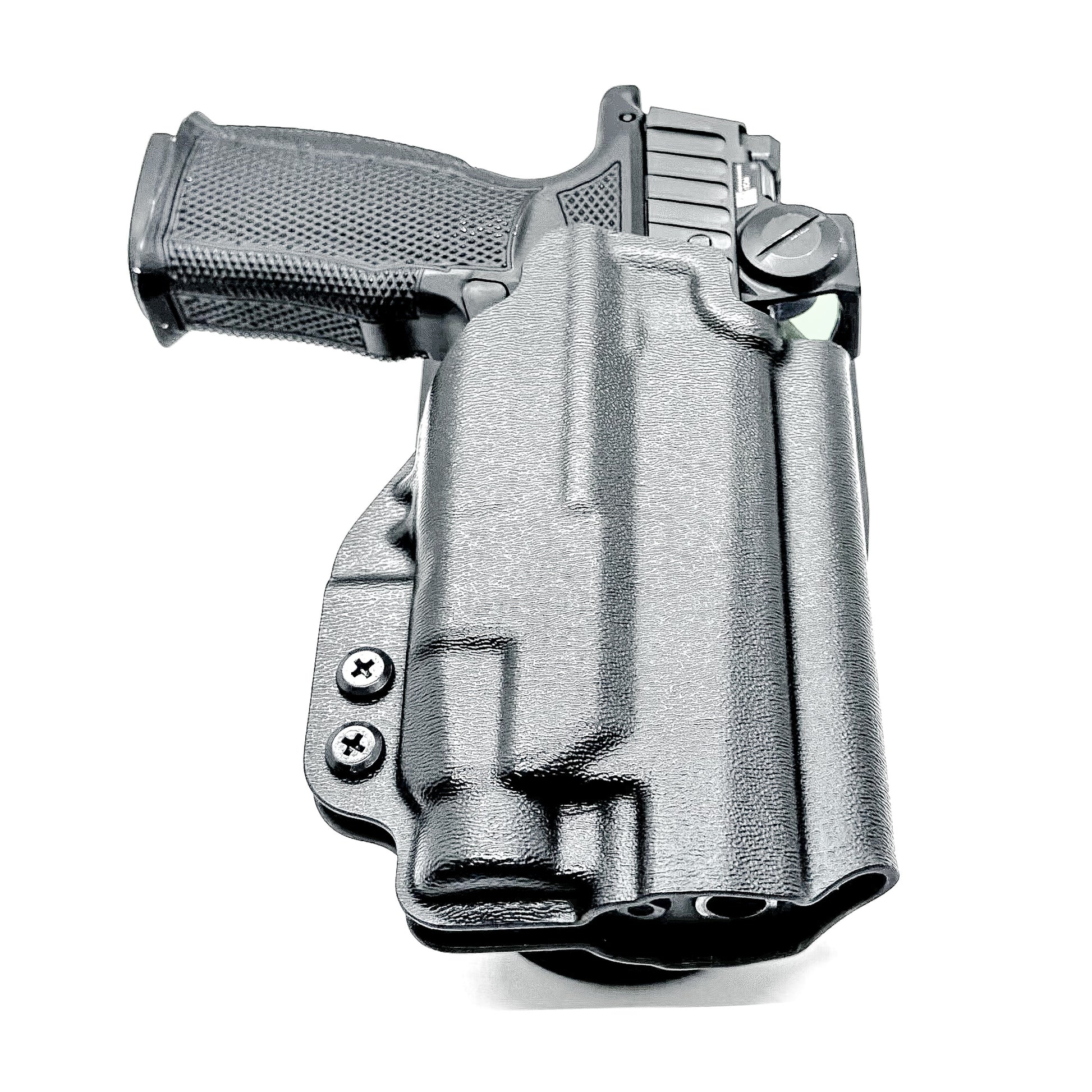 Four Brothers Duty & competition holster for Sig P365-FUSE with TLR-7 HL-X and Icarus grip. Light-based retention, optic ready, rugged design, USA made.