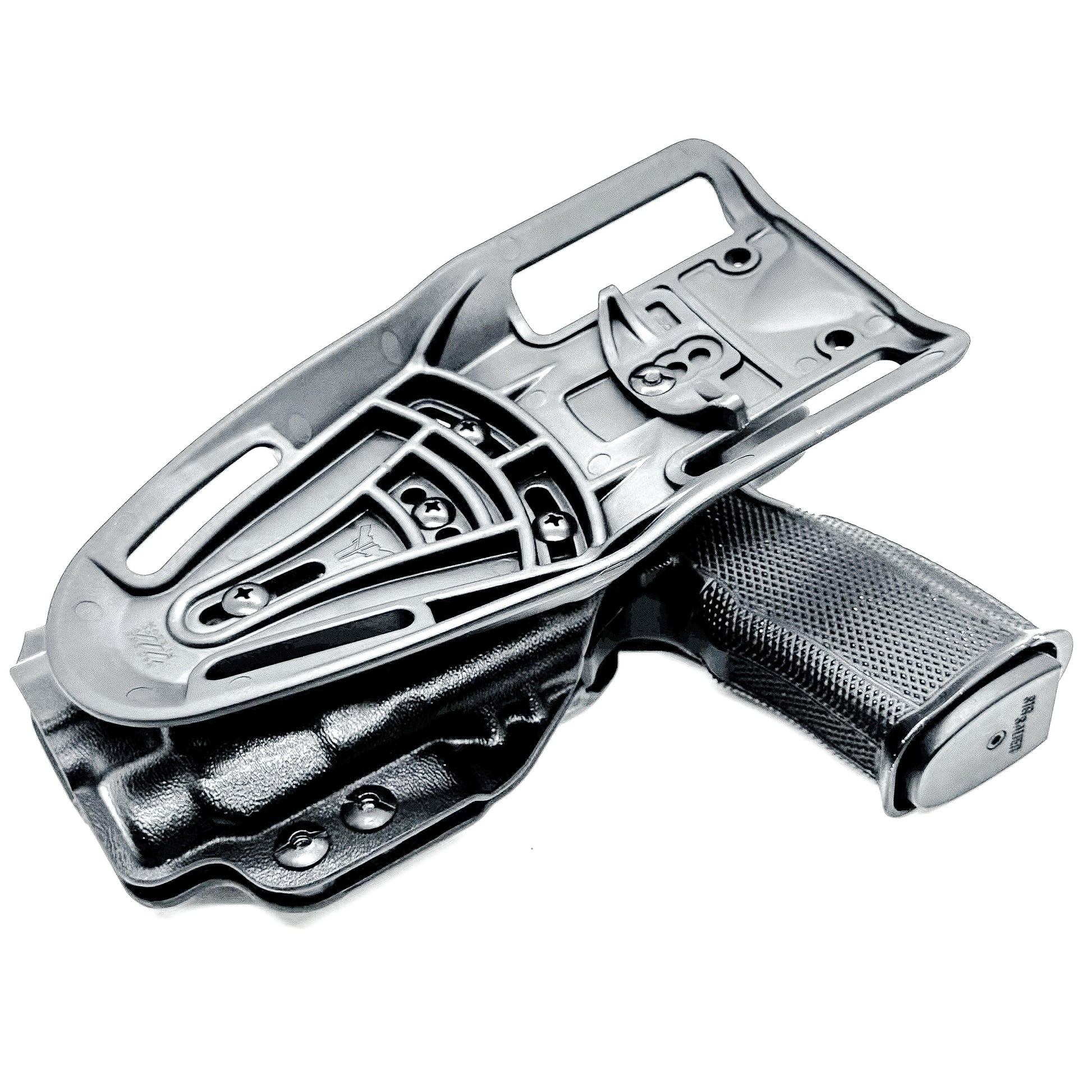 Four Brothers Duty & competition holster for Sig P365-FUSE with TLR-7 HL-X and Icarus grip. Light-based retention, optic ready, rugged design, USA made.
