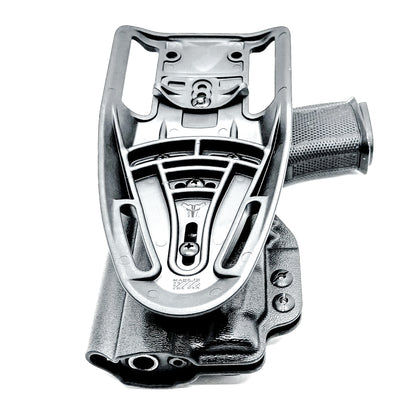 Four Brothers Duty & competition holster for Sig P365-FUSE with TLR-7 HL-X and Icarus grip. Light-based retention, optic ready, rugged design, USA made.