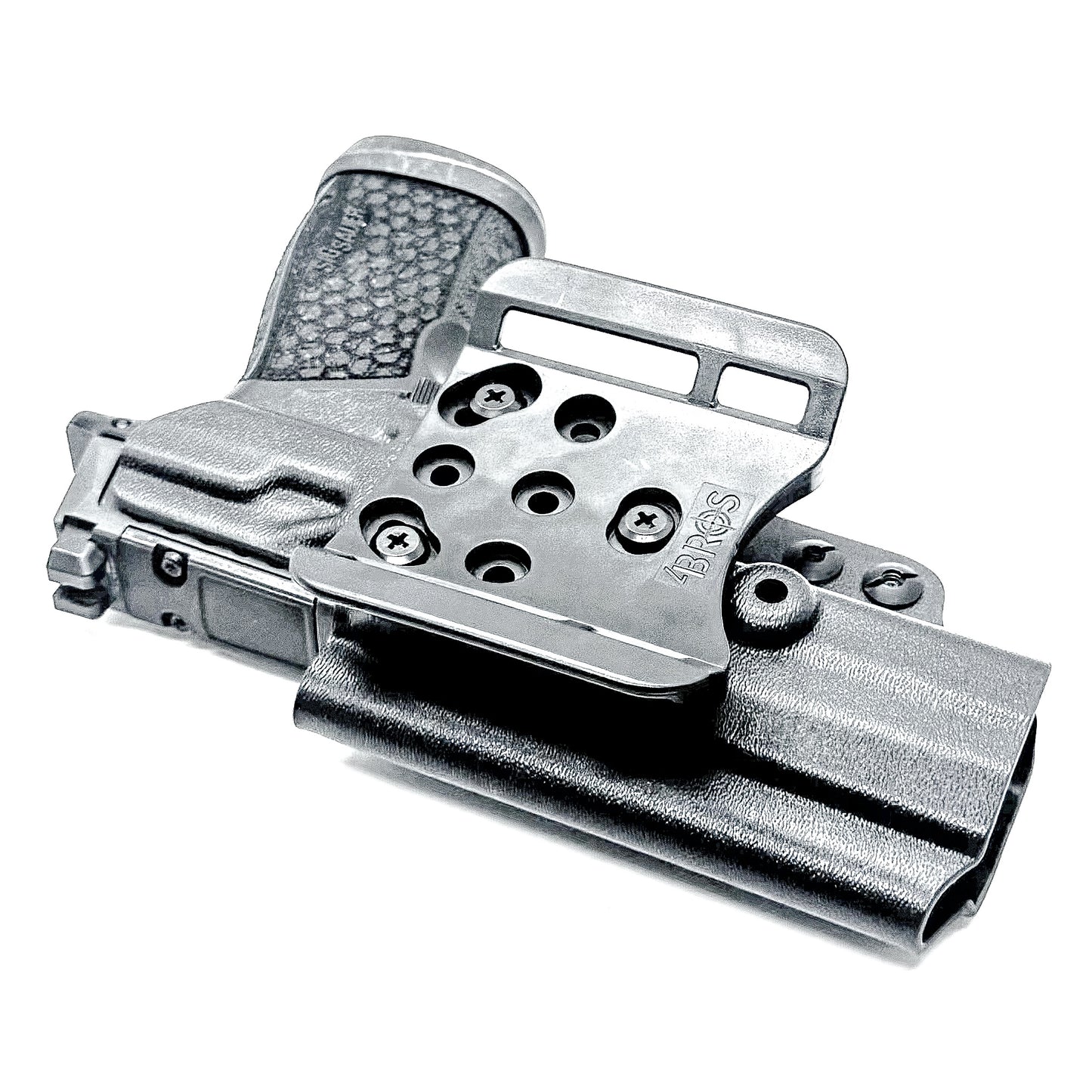 Versatile black OWB holster for Sig Sauer P365-FUSE. Ambidextrous design, optic-ready, and adjustable cant from  Four Brothers Holsters