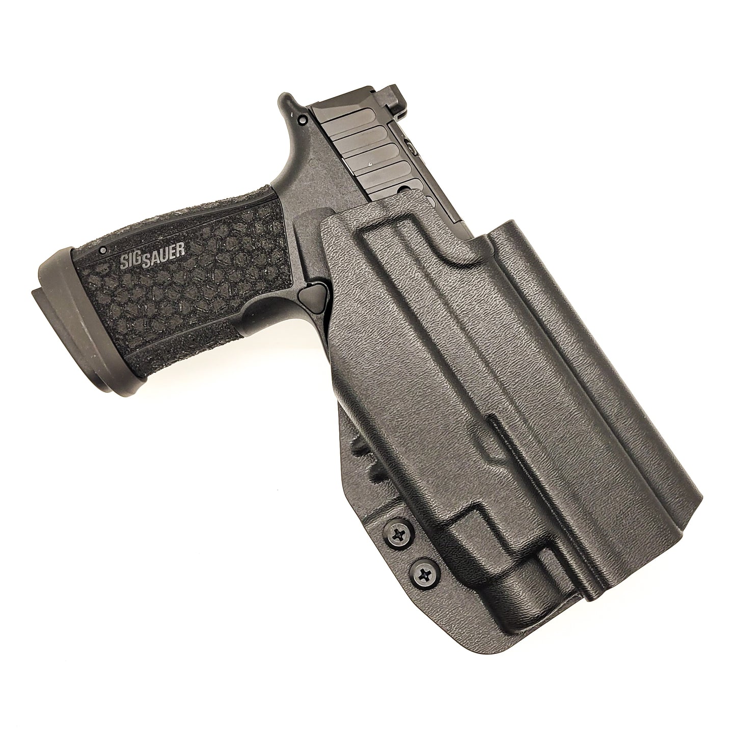 For the best Outside Waistband OWB Kydex Holster designed to fit the Sig Sauer P365-FUSE with Streamlight TLR-7 HL-X, TLR-7A & TLR-7X, shop Four Brothers 4BROS Holsters. Full sweat guard, adjustable retention, reduced printing. Made in the USA. Open muzzle for threaded barrels, cut for red dot sights. P 365 FUSE TLR-7