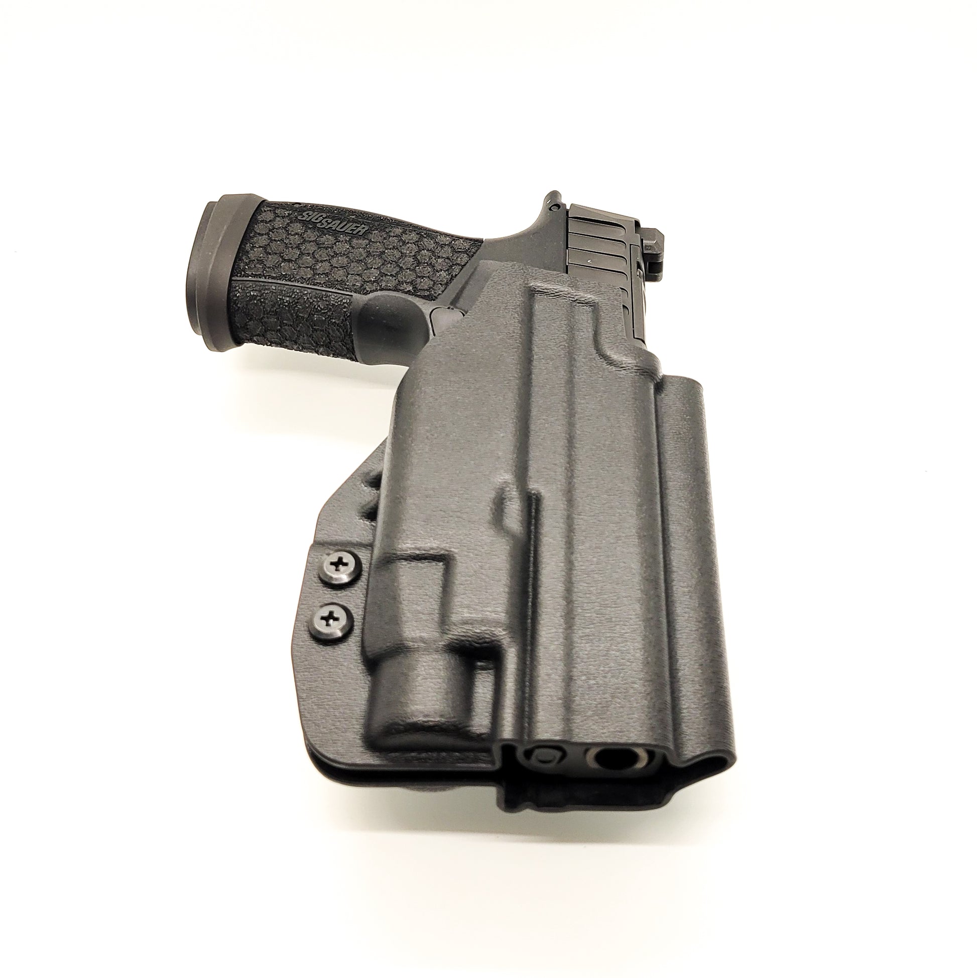 For the best Outside Waistband OWB Kydex Holster designed to fit the Sig Sauer P365-FUSE with Streamlight TLR-7 HL-X, TLR-7A & TLR-7X, shop Four Brothers 4BROS Holsters. Full sweat guard, adjustable retention, reduced printing. Made in the USA. Open muzzle for threaded barrels, cut for red dot sights. P 365 FUSE TLR-7