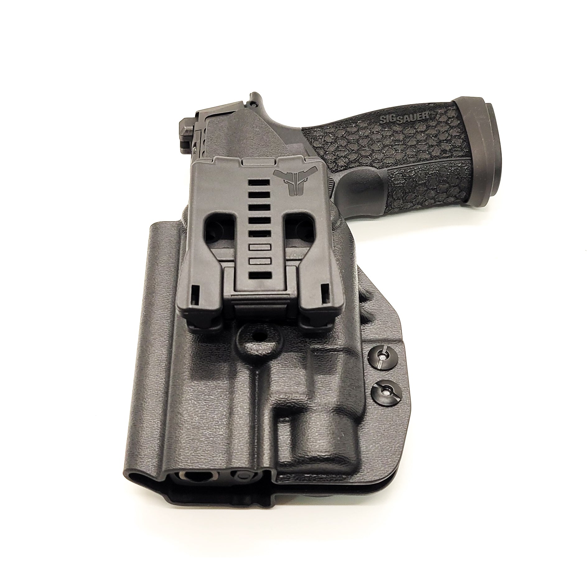 For the best Outside Waistband OWB Kydex Holster designed to fit the Sig Sauer P365-FUSE with Streamlight TLR-7 HL-X, TLR-7A & TLR-7X, shop Four Brothers 4BROS Holsters. Full sweat guard, adjustable retention, reduced printing. Made in the USA. Open muzzle for threaded barrels, cut for red dot sights. P 365 FUSE TLR-7