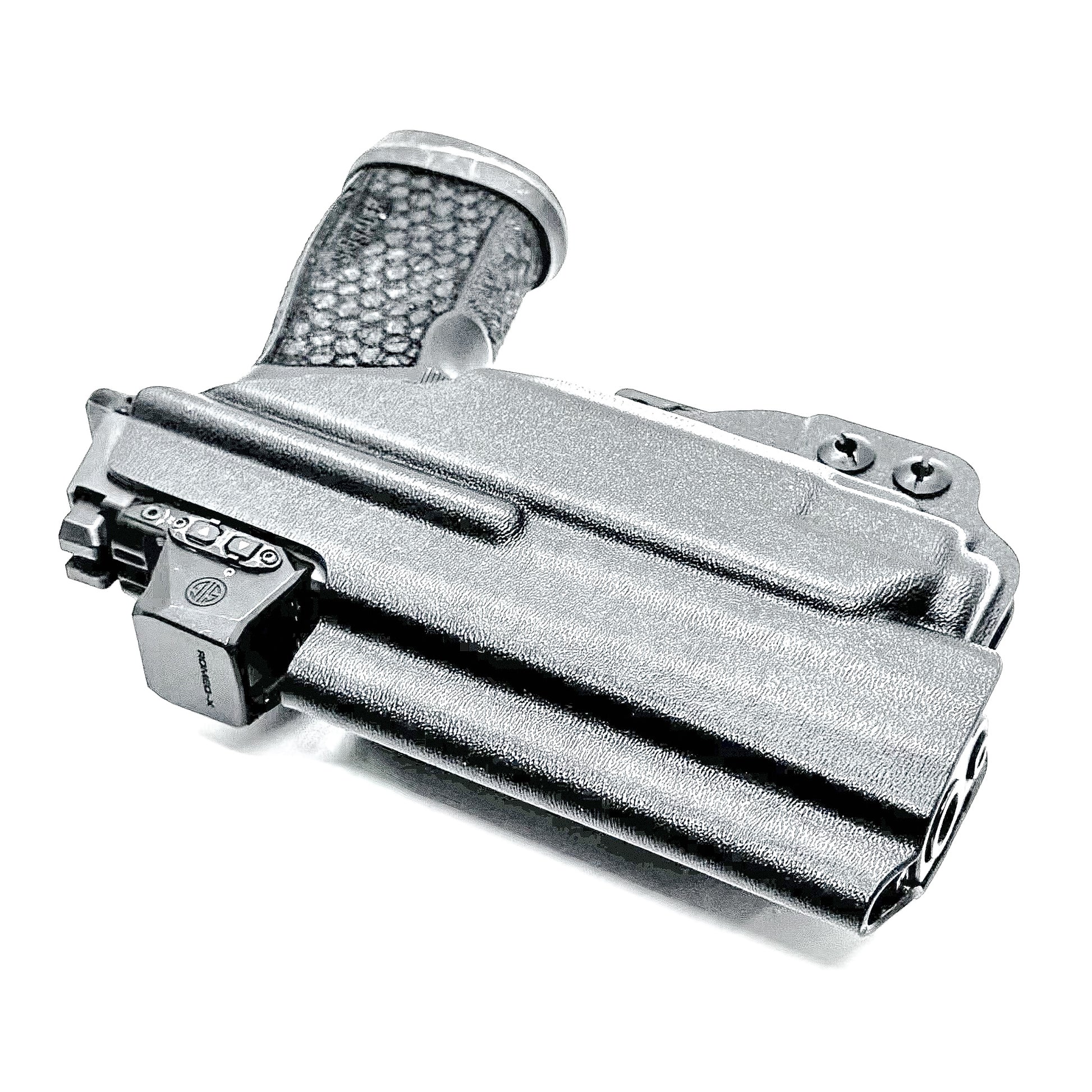 Inside Waistband (IWB) holster for Sig Sauer P365-FUSE with Streamlight TLR-8 Sub (1913). Light-based retention, optic-ready, adjustable ride height, and cant.