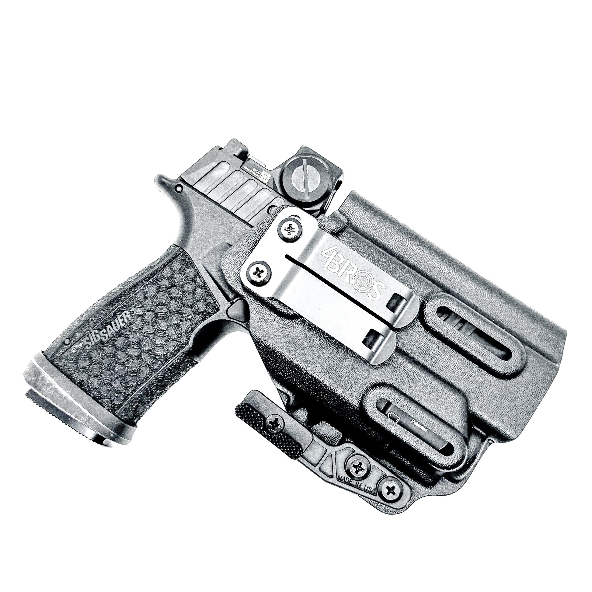 Inside Waistband (IWB) holster for Sig Sauer P365-FUSE with Streamlight TLR-8 Sub (1913). Light-based retention, optic-ready, adjustable ride height, and cant.