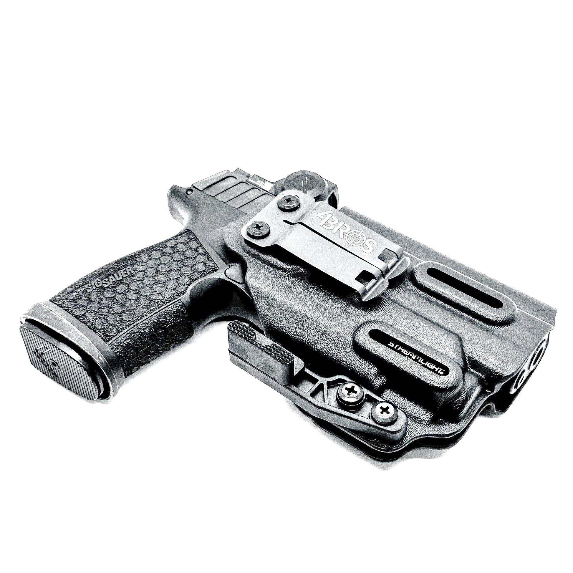 Inside Waistband (IWB) holster for Sig Sauer P365-FUSE with Streamlight TLR-8 Sub (1913). Light-based retention, optic-ready, adjustable ride height, and cant.