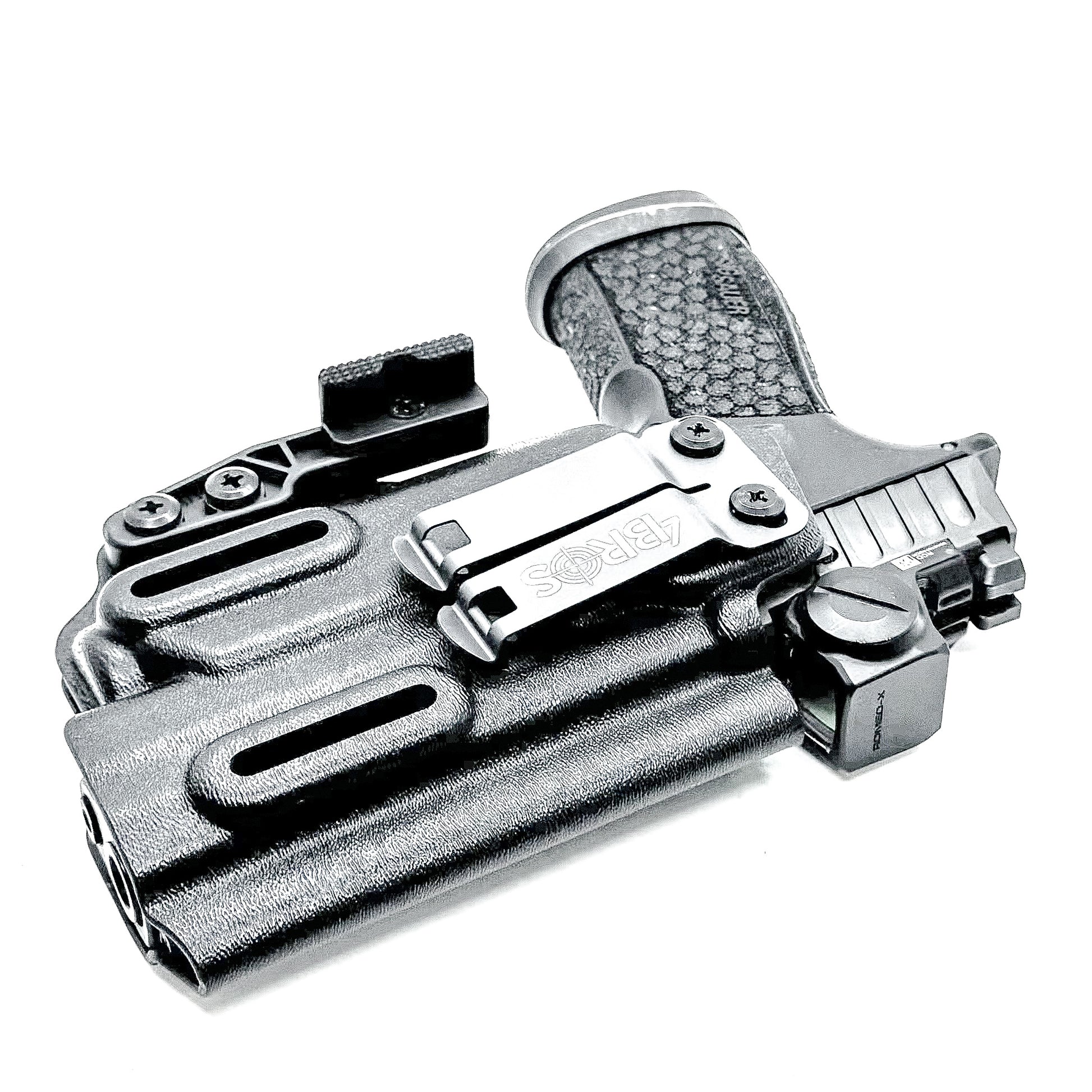 Inside Waistband (IWB) holster for Sig Sauer P365-FUSE with Streamlight TLR-8 Sub (1913). Light-based retention, optic-ready, adjustable ride height, and cant.