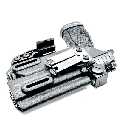 Inside Waistband (IWB) holster for Sig Sauer P365-FUSE with Streamlight TLR-8 Sub (1913). Light-based retention, optic-ready, adjustable ride height, and cant.