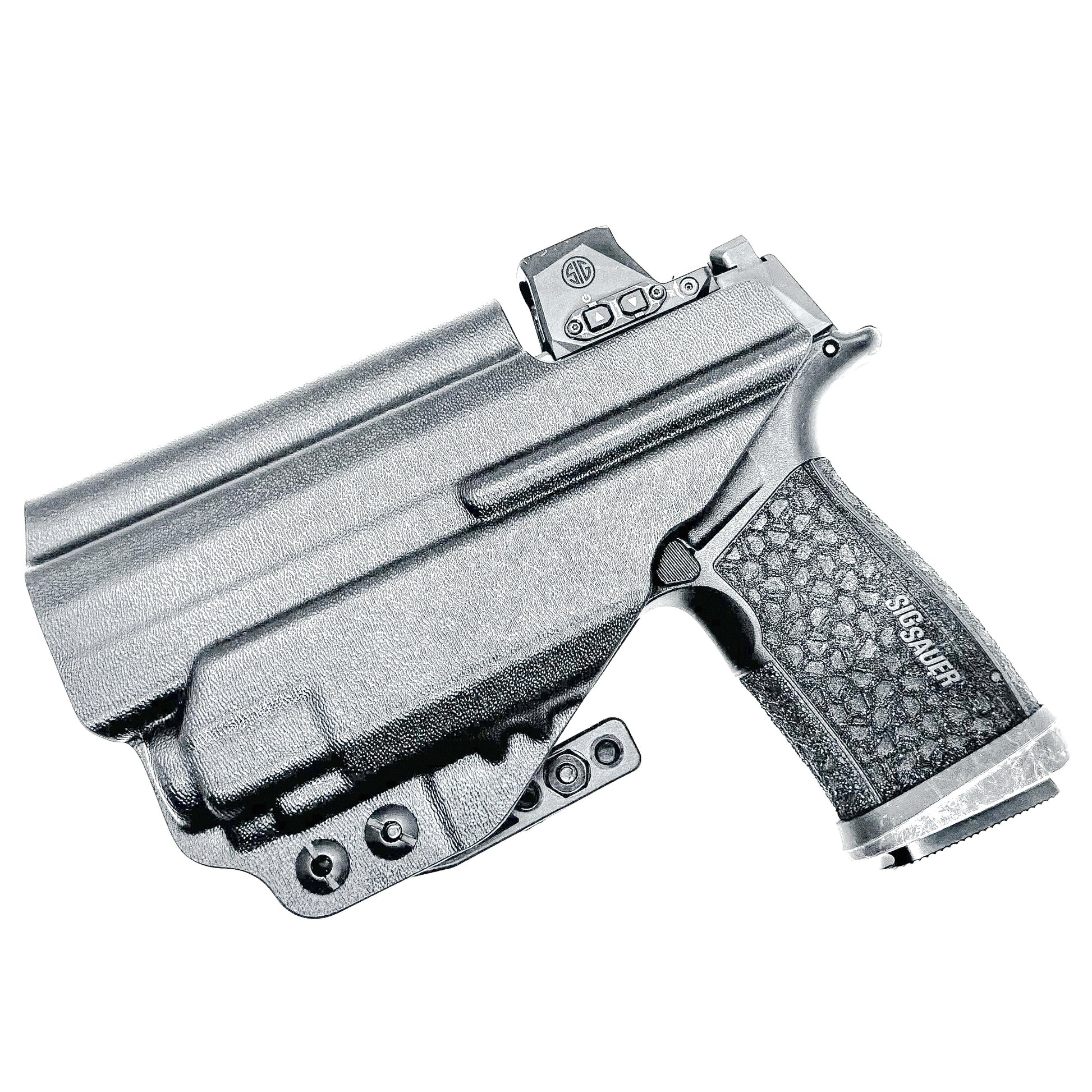 Inside Waistband (IWB) holster for Sig Sauer P365-FUSE with Streamlight TLR-8 Sub (1913). Light-based retention, optic-ready, adjustable ride height, and cant.