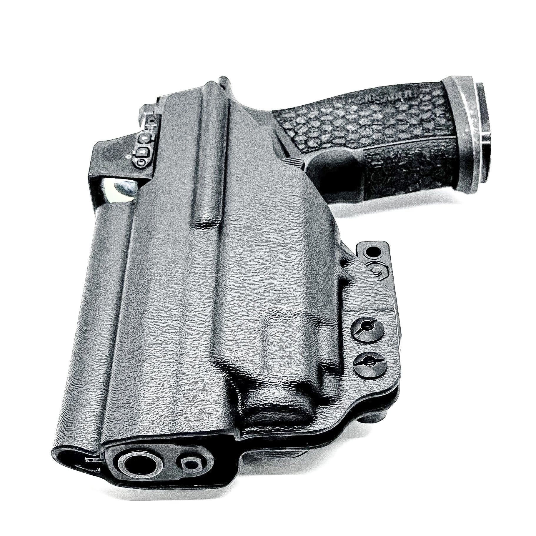 Inside Waistband (IWB) holster for Sig Sauer P365-FUSE with Streamlight TLR-8 Sub (1913). Light-based retention, optic-ready, adjustable ride height, and cant.