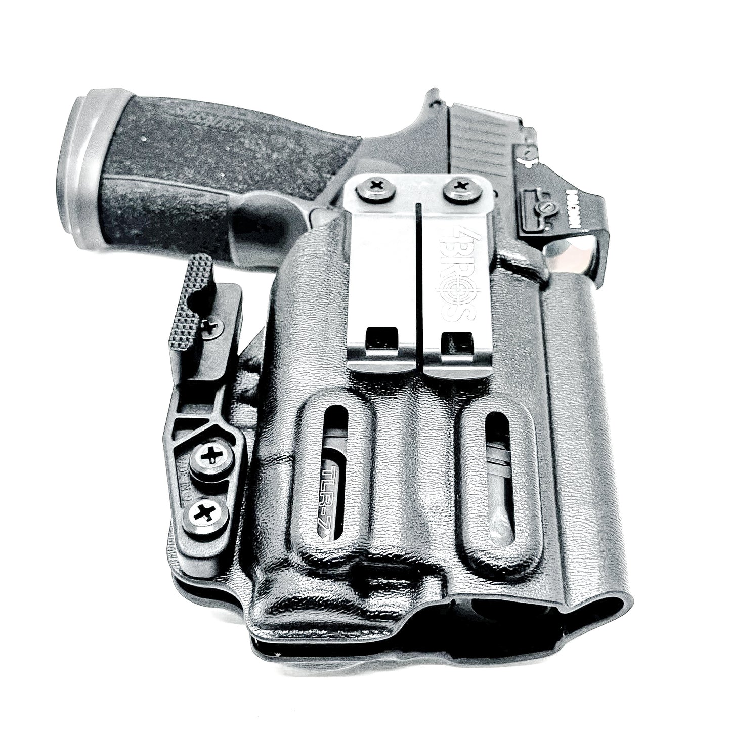 IWB Kydex Inside Waistband Holster with a DCC Monoblock and a modwing for the Sig Sauer P365-XMACRO COMP ROMEOZERO ELITE with Streamlight TLR-7 X or A from Four Brothers Holsters