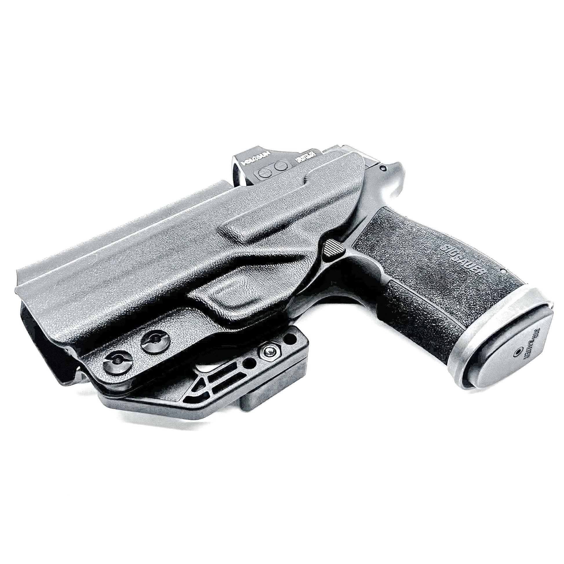 Black Inside Waistband Holster for the Sig Sauer P365-XMacro Comp with DCC Monoblock and Modwing.