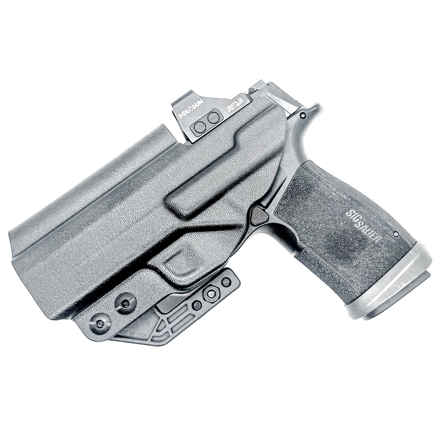 Black Inside Waistband Holster for the Sig Sauer P365-XMacro Comp with DCC Monoblock and Modwing.