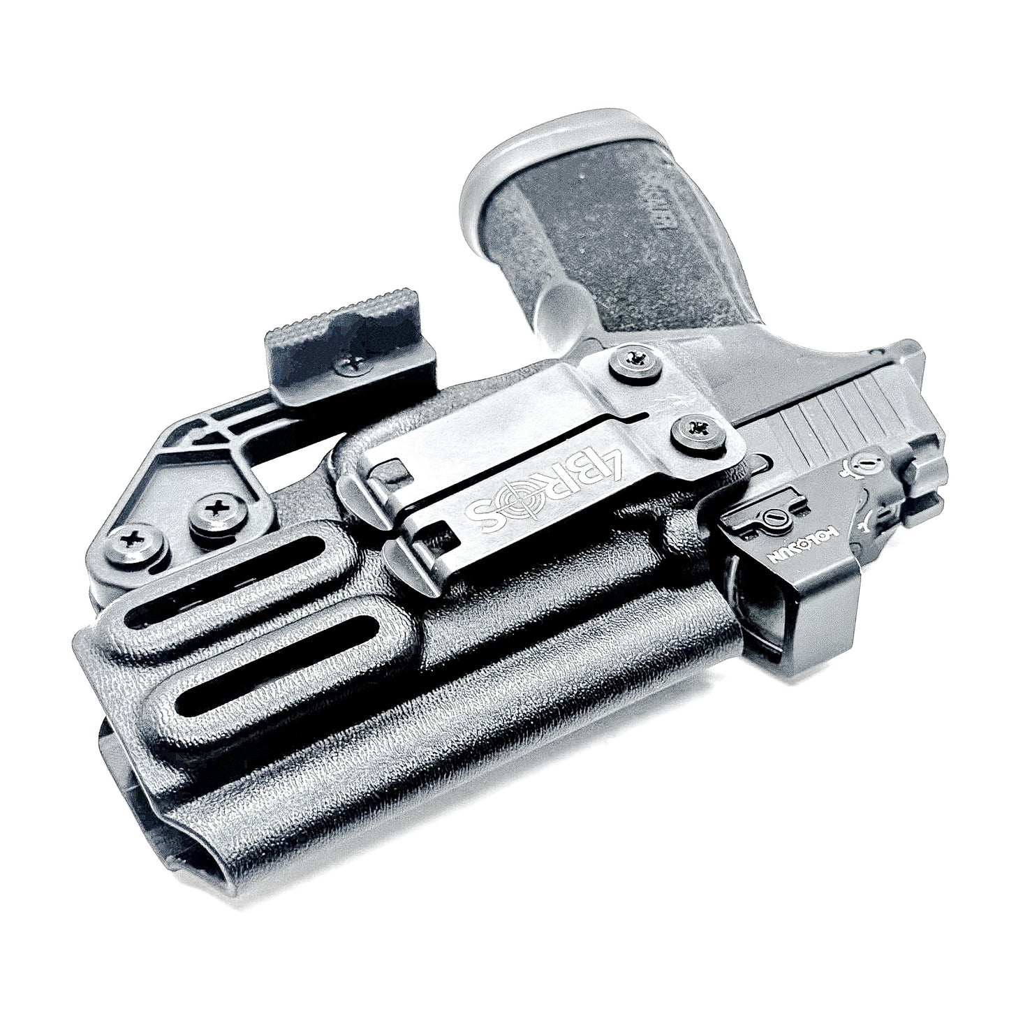 Black Inside Waistband Holster for the Sig Sauer P365-XMacro Comp with DCC Monoblock and Modwing.