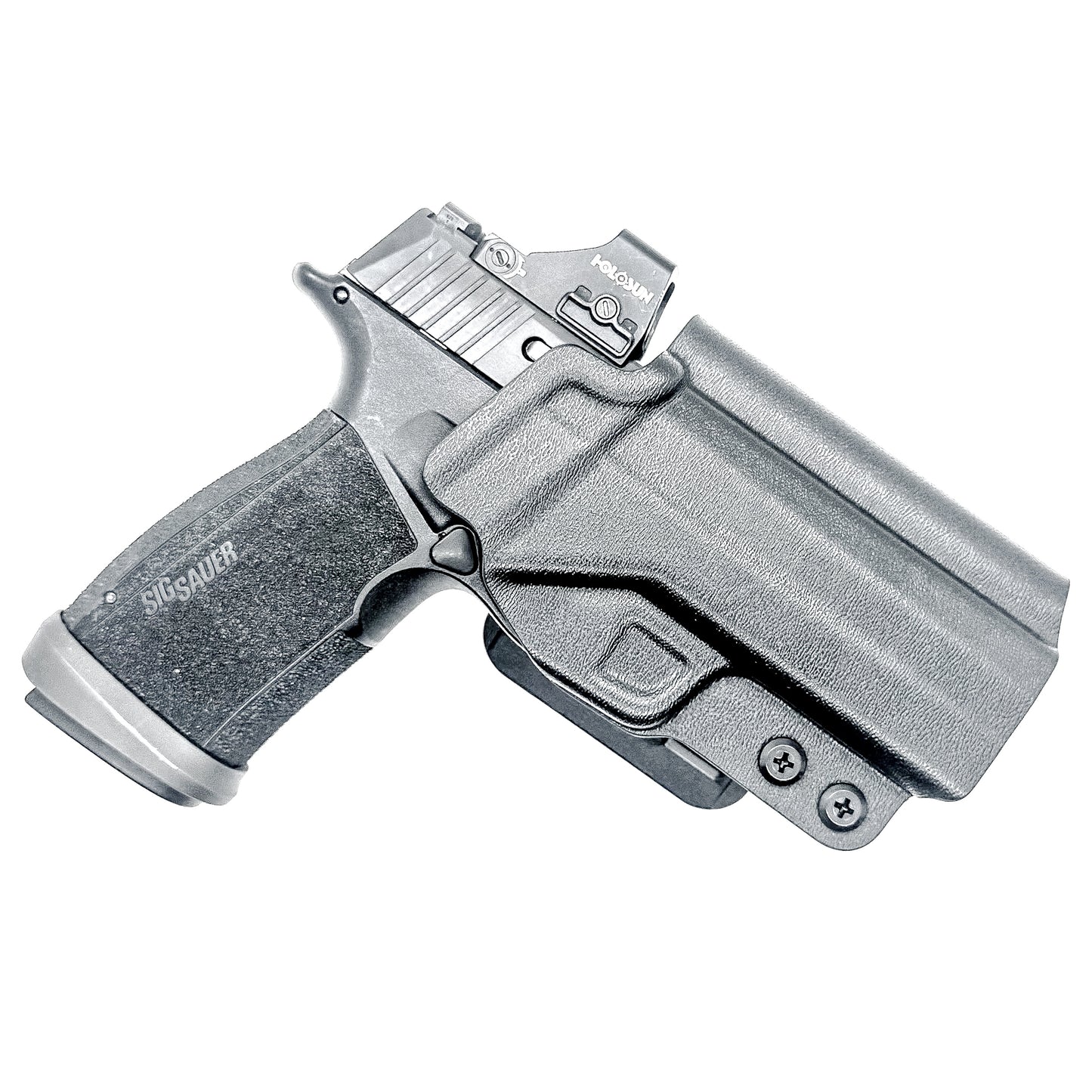 Sig Sauer P365-XMACRO Comp OWB holster in black with 4BROS 1.5" Belt Slide