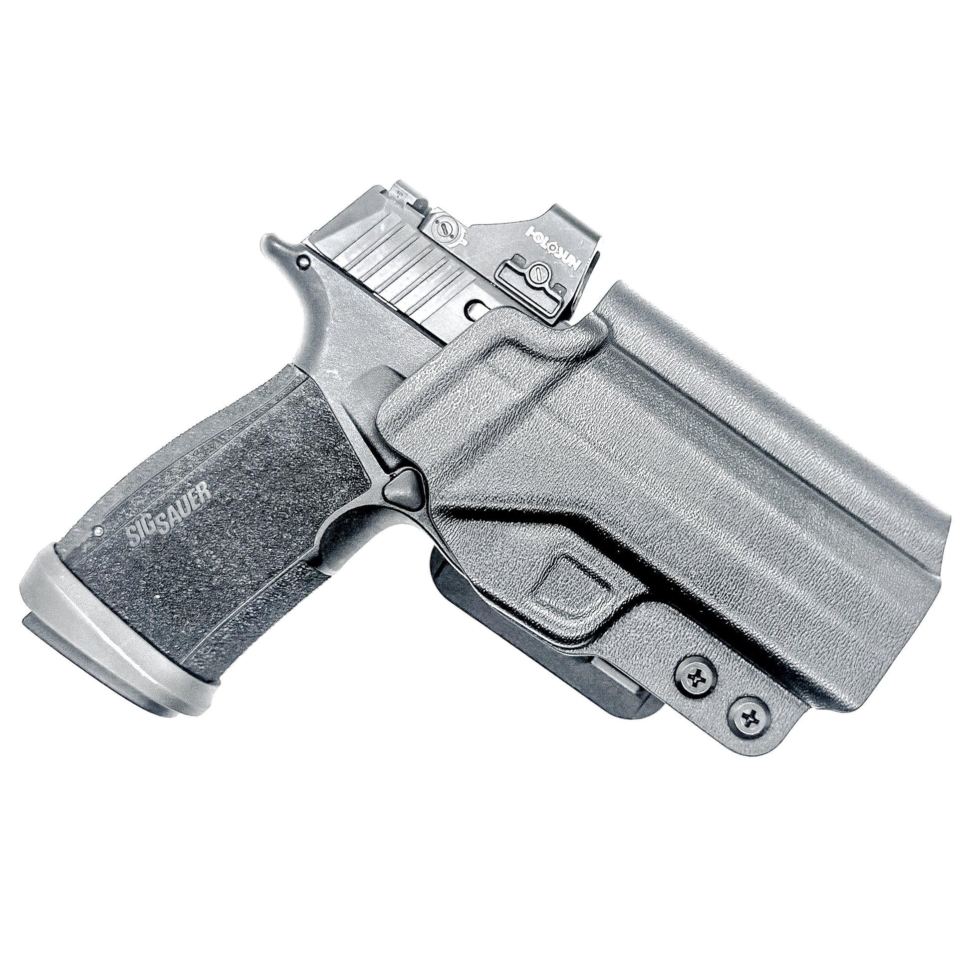 Sig Sauer P365-XMACRO Comp OWB holster in black with 4BROS 1.5" Belt Slide