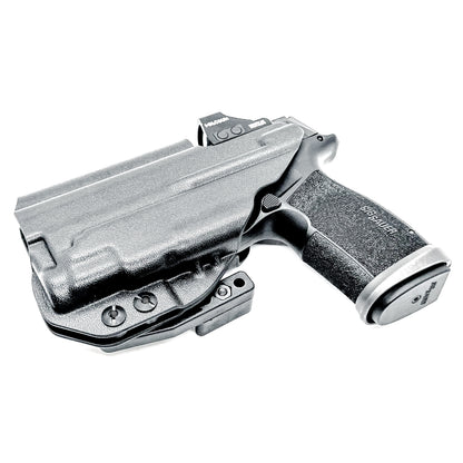 Black IWB holster for the Sig P365-XMACRO Comp & TLR-7 Sub Light with DCC Monoblock and Modwing.