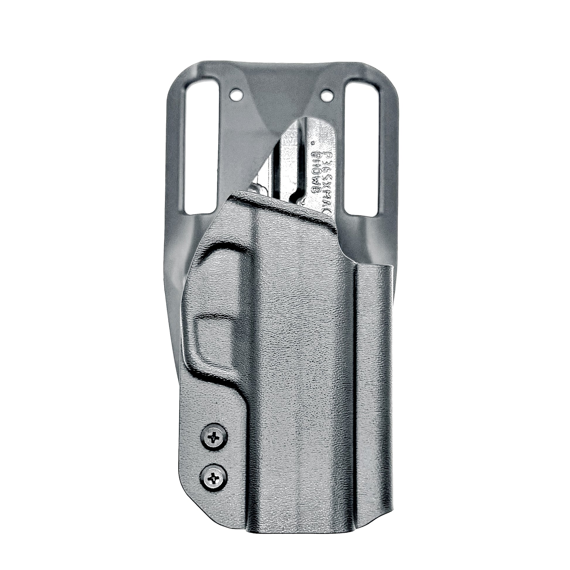 Black OWB light duty and competition holster for Sig Sauer P365-XMACRO. Red dot ready, threaded barrel compatible. 