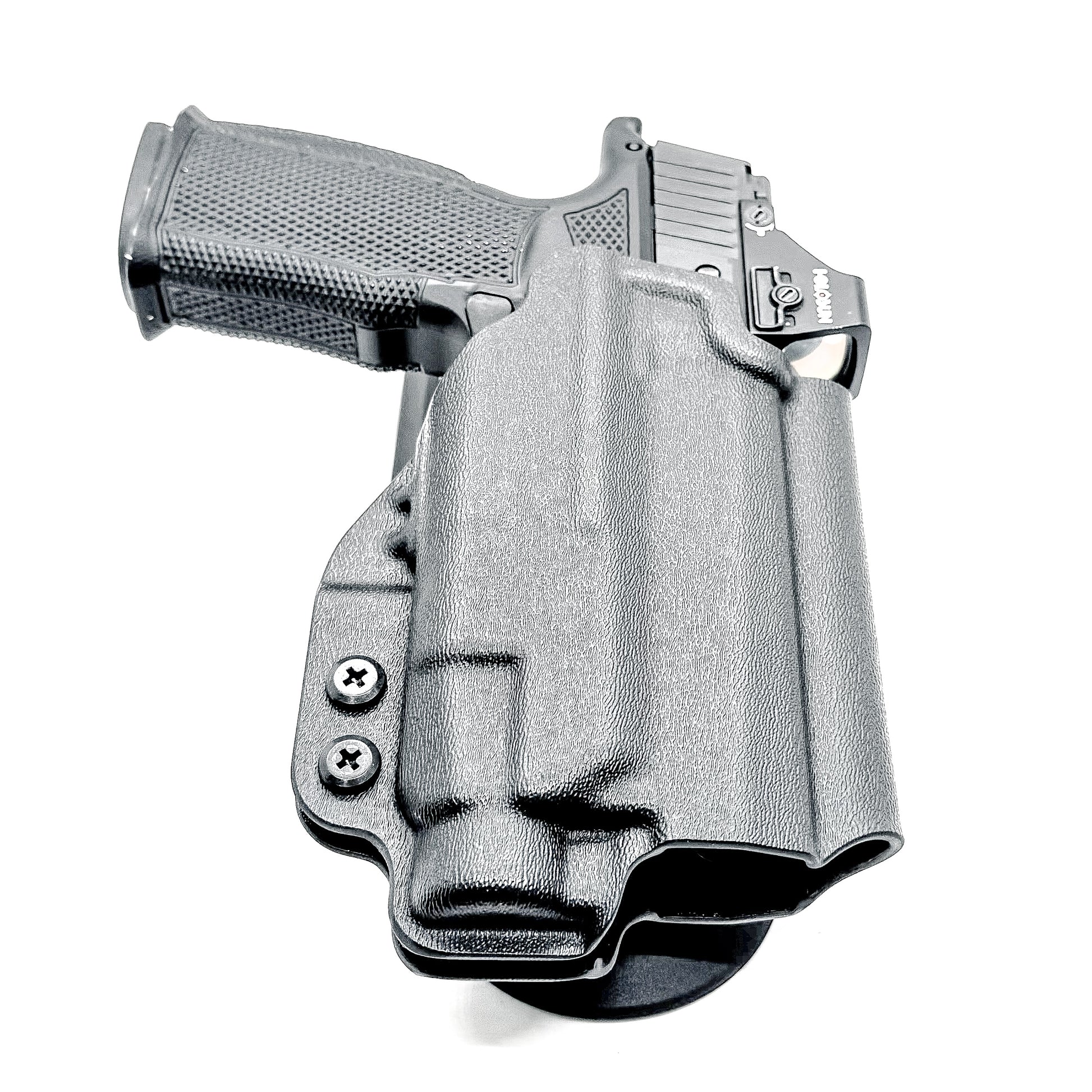 Duty & Competition Holster in black for the Sig Sauer P365-XMACRO & Icarus Precision A.C.E. Module & TLR-7 HL-X with a Duty Drop attachment. 