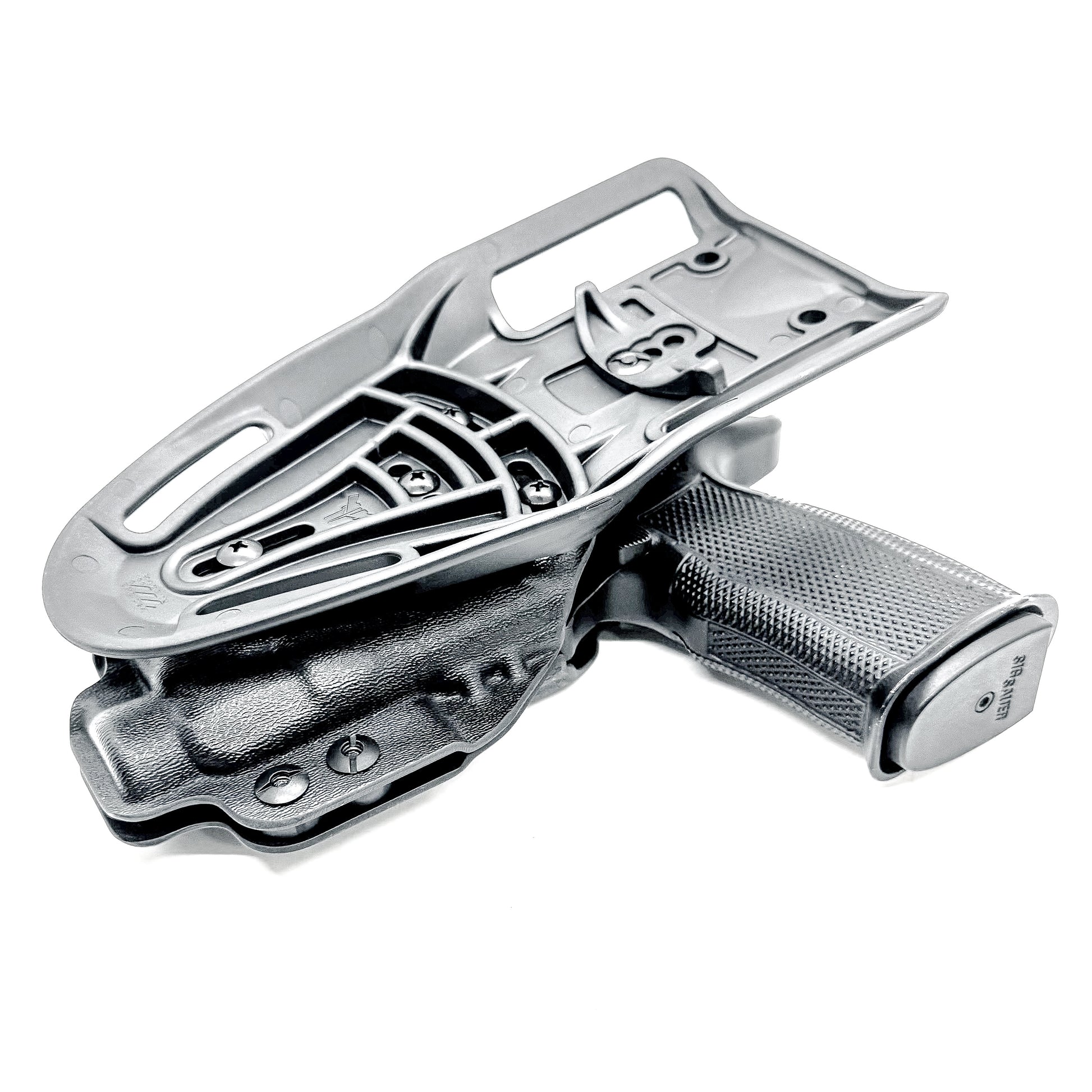 Duty & Competition Holster in black for the Sig Sauer P365-XMACRO & Icarus Precision A.C.E. Module & TLR-7 HL-X with a Duty Drop attachment. 