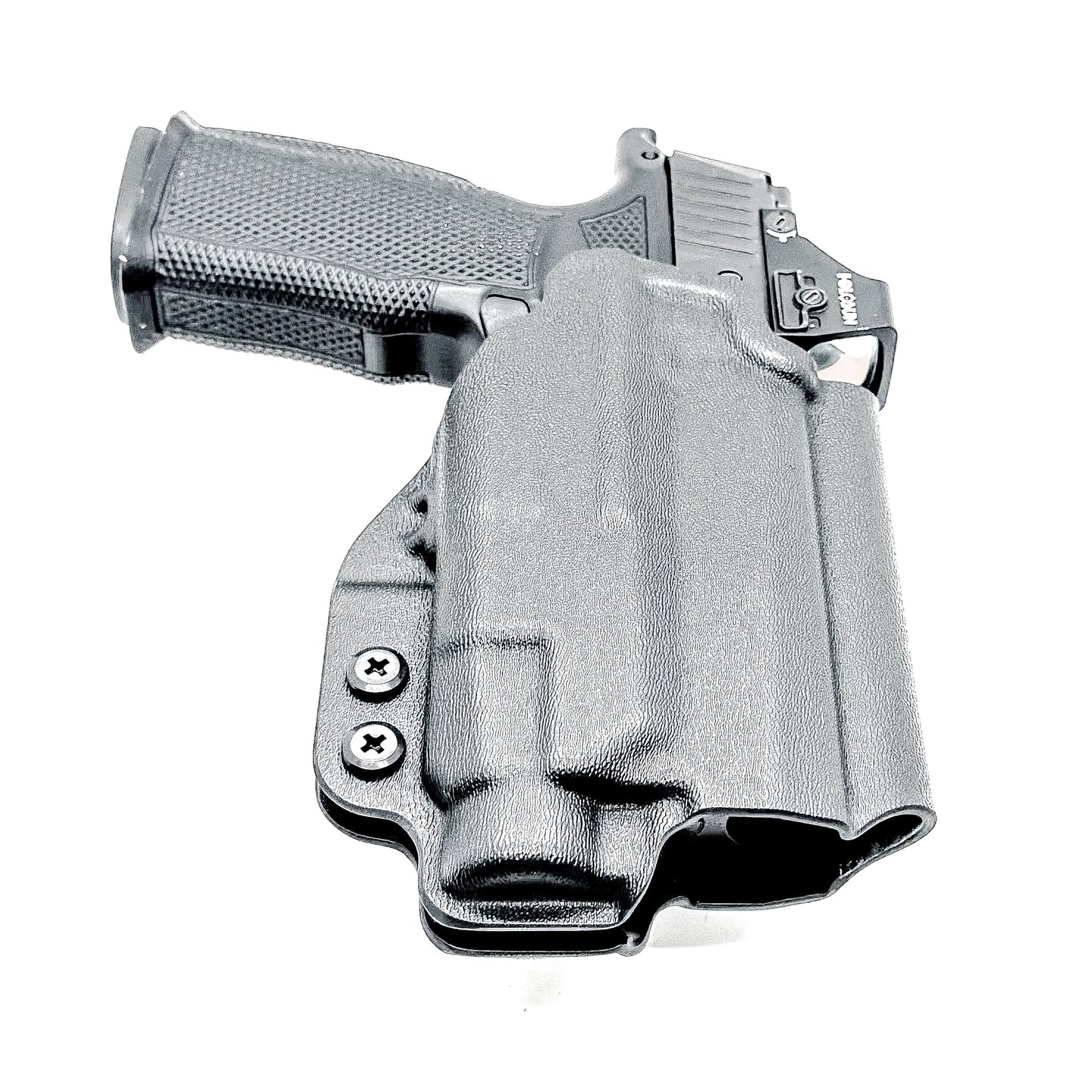 Black OWB holster for the Sig Sauer P365-XMACRO & Icarus Precision A.C.E. Module & TLR-7 HL-X with 4BROS 1.5" Belt Slide.