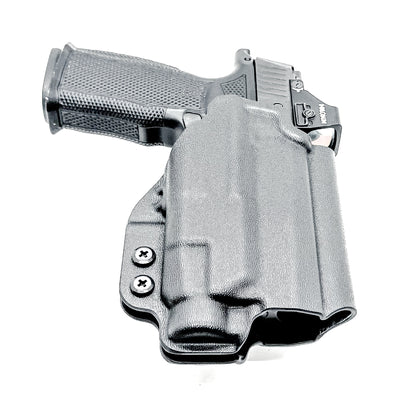 Black OWB holster for the Sig Sauer P365-XMACRO & Icarus Precision A.C.E. Module & TLR-7 HL-X with 4BROS 1.5" Belt Slide.