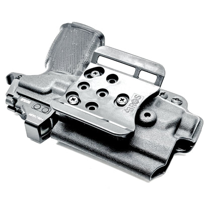 Black OWB holster for the Sig Sauer P365-XMACRO & Icarus Precision A.C.E. Module & TLR-7 HL-X with 4BROS 1.5" Belt Slide.