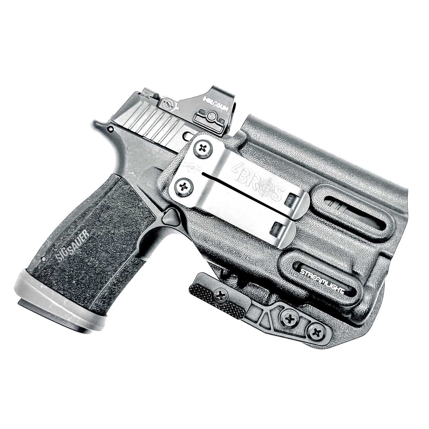 Black IWB holster for the Sig P365-XMACRO TACOPS & TLR-7 Sub Light with DCC Monoblock and Modwing.