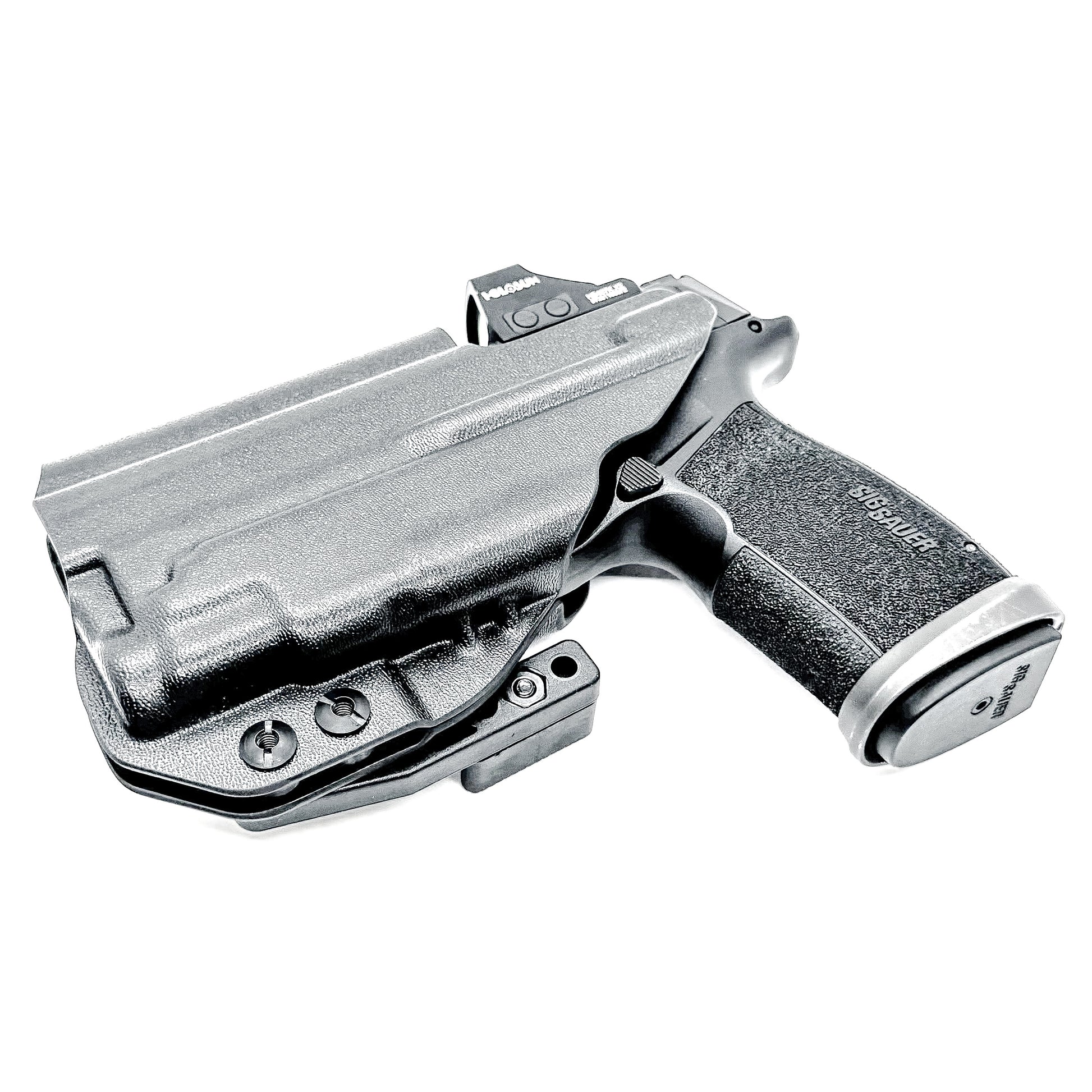 Black IWB holster for the Sig P365-XMACRO TACOPS & TLR-7 Sub Light with DCC Monoblock and Modwing.