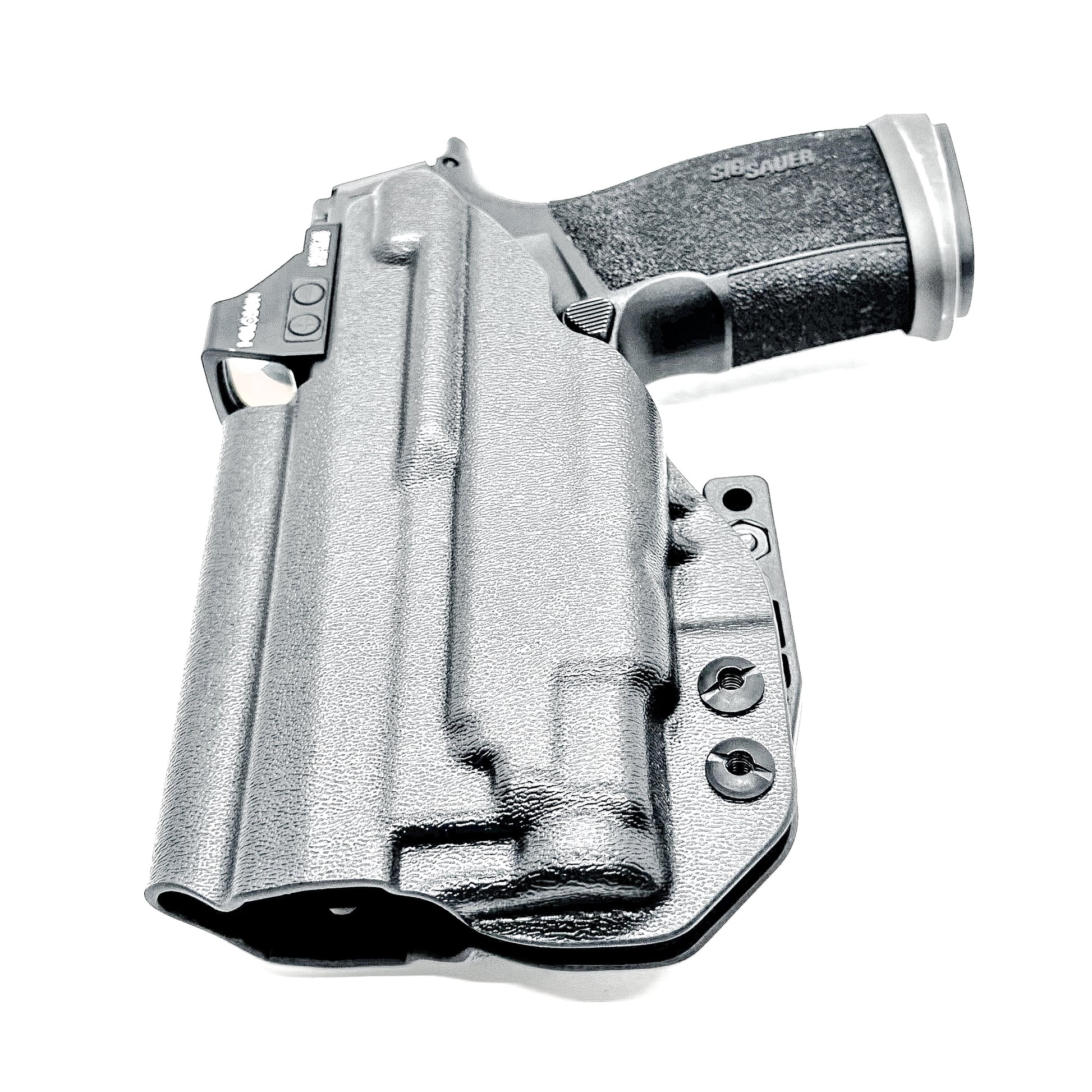 Black IWB holster for the Sig P365-XMACRO TACOPS & TLR-7 Sub Light with DCC Monoblock and Modwing.