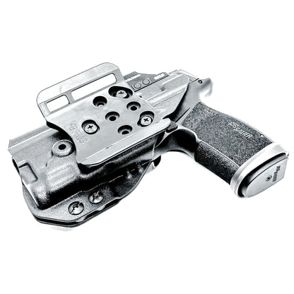 Outside the Waistband OWB holster for the Sig Sauer P365-XMACRO  TACOPS & TLR-7 Sub light in black with 4BROS 1.5" Belt Slide attachment.