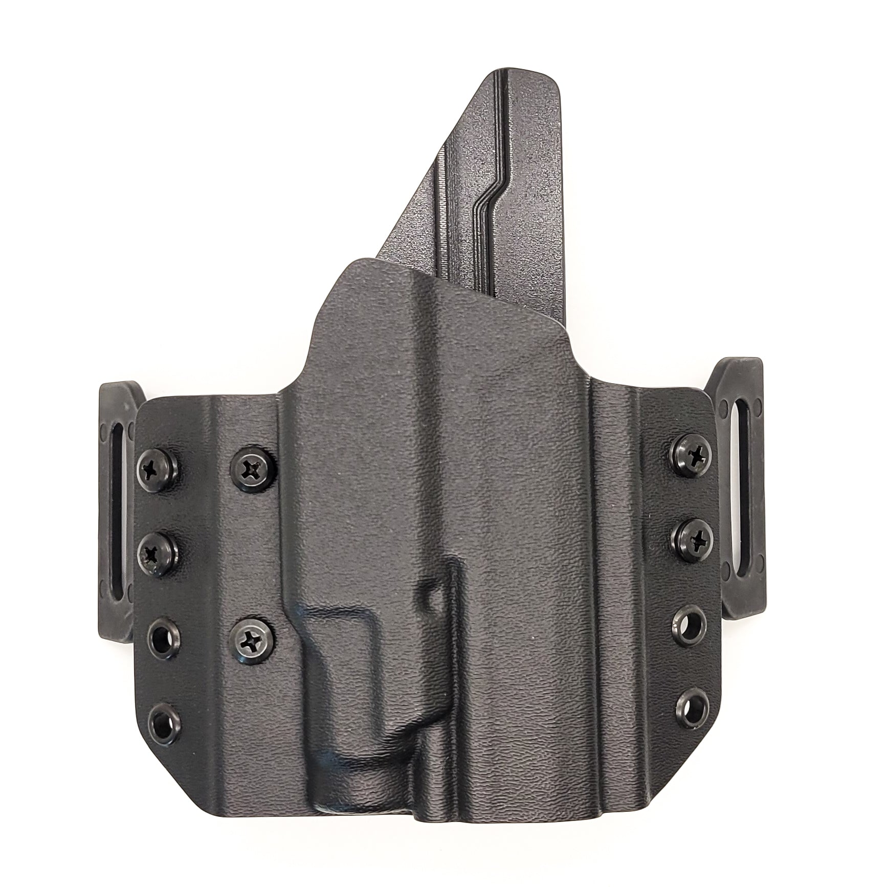OWB Kydex holster for Sig Sauer P365-XMACRO TACOPS & TLR-7 Sub. Pancake holster, adjustable retention, open muzzle, optic/red dot ready. Made in USA.