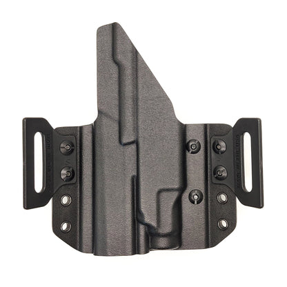 OWB Kydex holster for Sig Sauer P365-XMACRO TACOPS & TLR-7 Sub. Pancake holster, adjustable retention, open muzzle, optic/red dot ready. Made in USA.