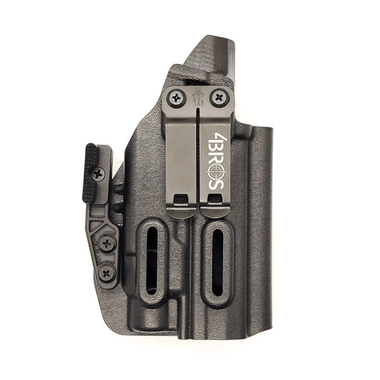 For the best Inside Waistband Kydex Holster designed to fit the Sig Sauer P365-XMACRO, P365-XMACRO COMP, P365-XMACRO TACOPS, P365-XMACRO COMP ROMEO-X, P365 XMACRO ROMEO-X, P365-XMACRO COMP ROMEOZero Elite with Streamlight TLR-7 HL-X, shop Four Brothers Holsters. Made in the USA. Open muzzle, cleared for red dot sights.

