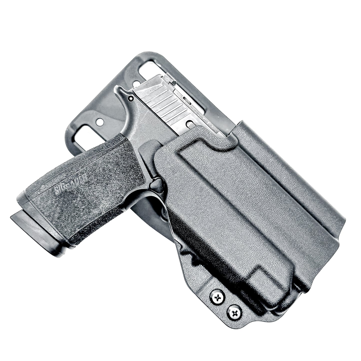 Black Duty & Competition OWB Kydex Holster for the Sig Sauer P365-XMACRO with Streamlight TLR-8 Sub or TLR-8 G Sub with duty drop attachment.