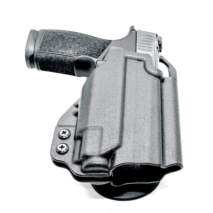 Black Duty & Competition OWB Kydex Holster for the Sig Sauer P365-XMACRO with Streamlight TLR-8 Sub or TLR-8 G Sub with duty drop attachment.