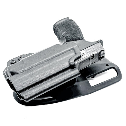 Black Duty & Competition OWB Kydex Holster for the Sig Sauer P365-XMACRO with Streamlight TLR-8 Sub or TLR-8 G Sub with duty drop attachment.