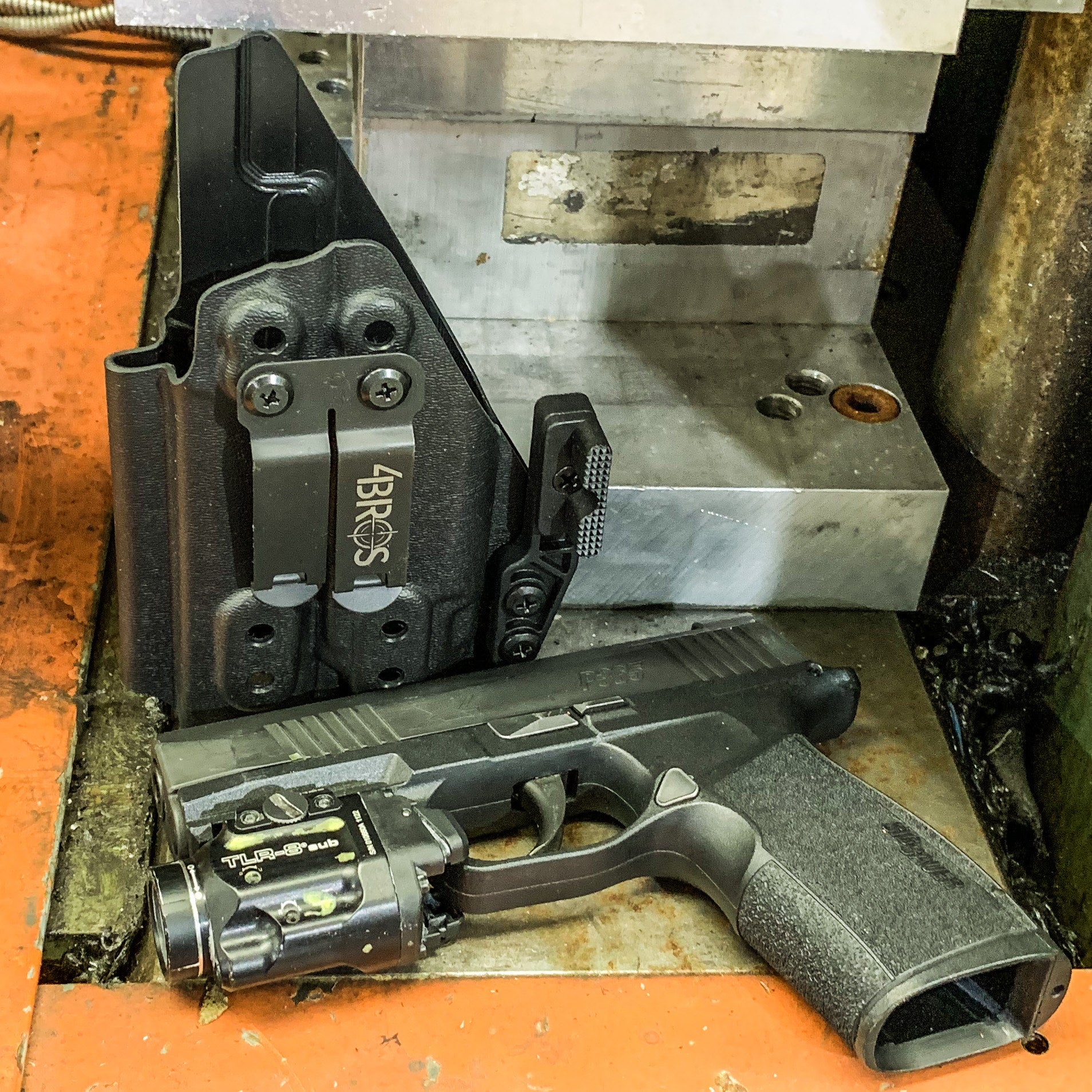For the best IWB AIWB Inside Waistband Kydex Holster for the Sig Sauer P365-XMACRO with Streamlight TLR-8 Sub or TLR-8 G sub shop Four Brothers 4BROS Holsters.