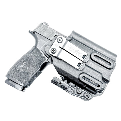 Black IWB AIWB Inside Waistband Kydex Holster for the Sig Sauer P365-XMACRO with Streamlight TLR-8 Sub or TLR-8 G with DCC Monoblock and a Modwing.