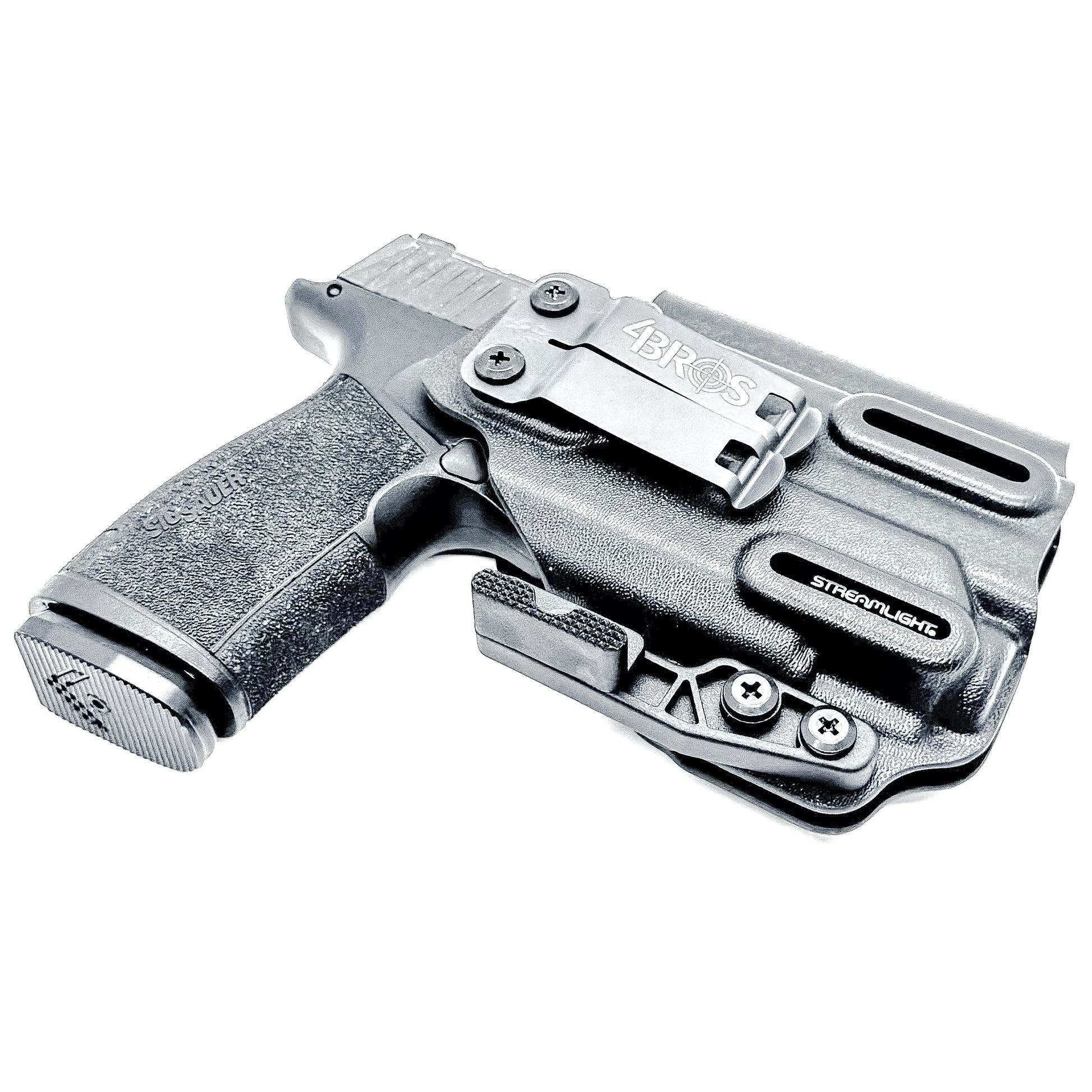 Black IWB AIWB Inside Waistband Kydex Holster for the Sig Sauer P365-XMACRO with Streamlight TLR-8 Sub or TLR-8 G with DCC Monoblock and a Modwing.