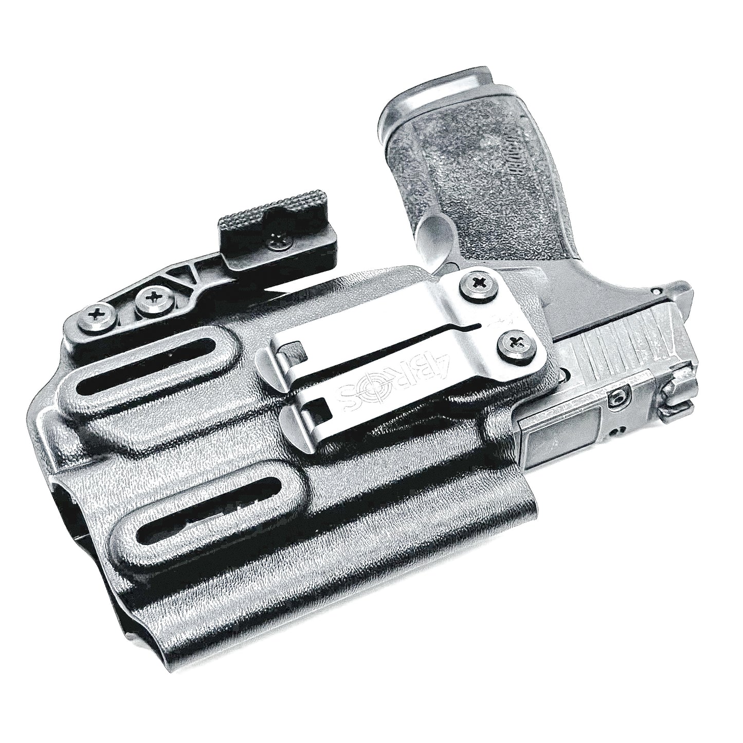 Black IWB AIWB Inside Waistband Kydex Holster for the Sig Sauer P365-XMACRO with Streamlight TLR-8 Sub or TLR-8 G with DCC Monoblock and a Modwing.