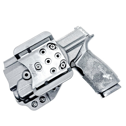 Black Outside Waistband OWB Kydex Holster for the Sig Sauer P365-XMACRO with Streamlight TLR-8 Sub or TLR-8 G Sub with 4BROS 1.5" Belt Slide.