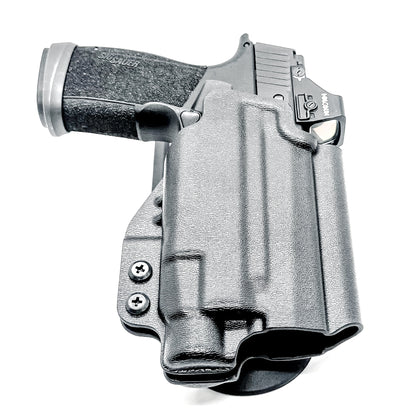 Sig Sauer P365-XMACRO & Streamlight TLR-7 HL-X Outside Waistband Light Duty & Competition Holster. OWB, compatible with TLR-7A & TLR-7 X, made in the USA.